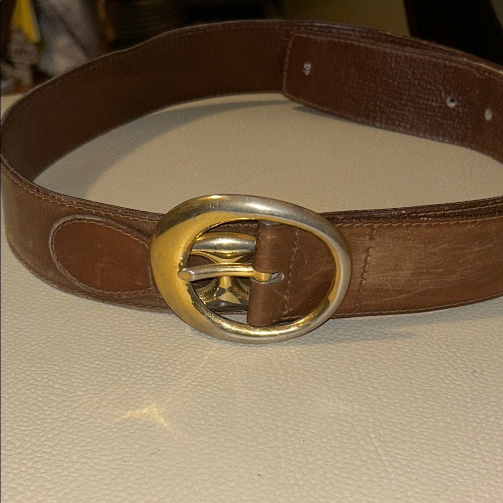 Vintage Neiman Marcus Brown Belt with Gold Accents